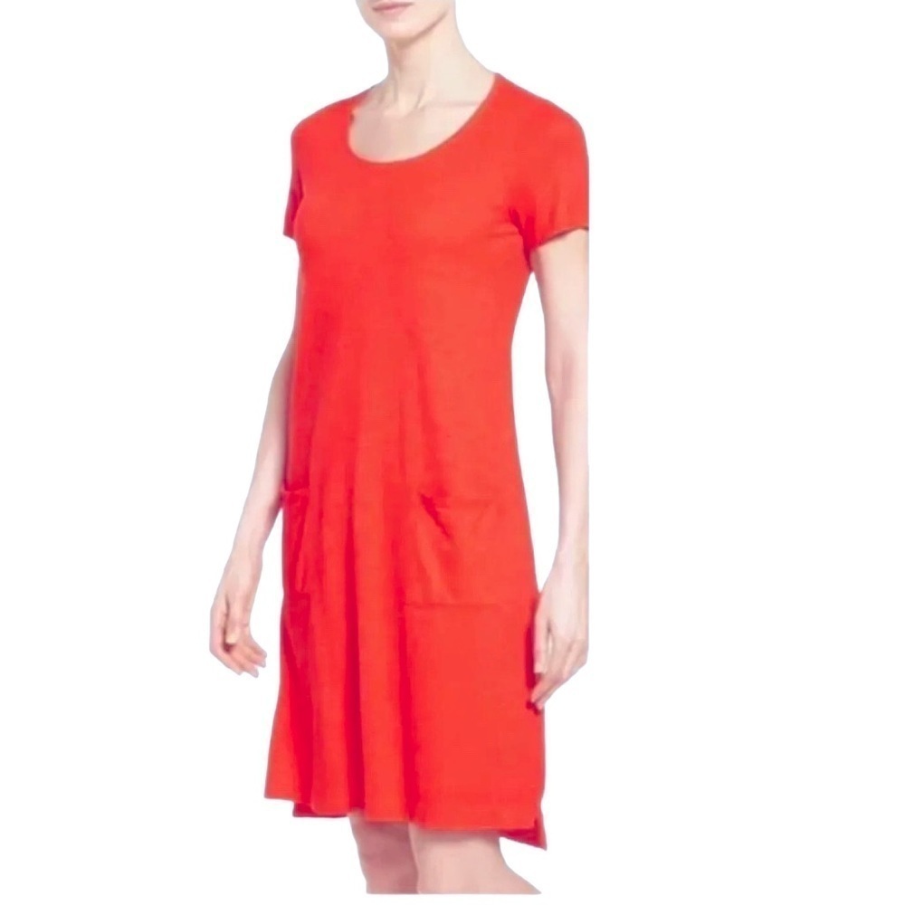 Eileen Fisher HEMP Orange Organic Cotton T‎ Shirt Dress, pockets​, SP​​​​